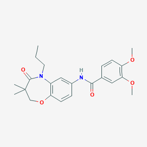 molecular formula C23H28N2O5 B2807031 N-(3,3-二甲基-4-氧代-5-丙基-2,3,4,5-四氢苯并[b][1,4]噁唑-7-基)-3,4-二甲氧基苯甲酰胺 CAS No. 921522-04-5