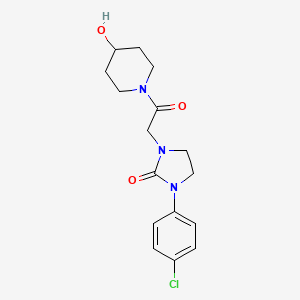 molecular formula C16H20ClN3O3 B2807035 1-(4-Chlorophenyl)-3-(2-(4-hydroxypiperidin-1-yl)-2-oxoethyl)imidazolidin-2-one CAS No. 1257549-89-5