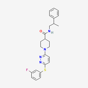 molecular formula C25H27FN4OS B2807041 1-(6-((3-fluorophenyl)thio)pyridazin-3-yl)-N-(2-phenylpropyl)piperidine-4-carboxamide CAS No. 1223922-38-0