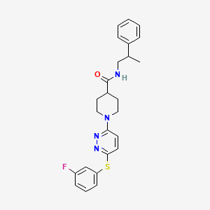 molecular formula C25H27FN4OS B2807041 1-(6-((3-氟苯基)硫基)吡啶并[3,4-d]嘧啶-3-基)-N-(2-苯基丙基)哌啶-4-甲酰胺 CAS No. 1223922-38-0