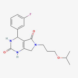 molecular formula C18H22FN3O3 B2807045 4-(3-fluorophenyl)-6-(3-isopropoxypropyl)-3,4,6,7-tetrahydro-1H-pyrrolo[3,4-d]pyrimidine-2,5-dione CAS No. 946372-91-4
