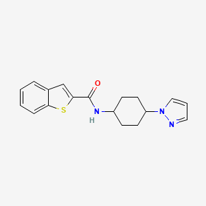 molecular formula C18H19N3OS B2807046 N-[4-(1H-pyrazol-1-yl)cyclohexyl]-1-benzothiophene-2-carboxamide CAS No. 2097917-84-3