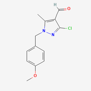 molecular formula C13H13ClN2O2 B2807053 3-Chloro-1-[(4-methoxyphenyl)methyl]-5-methylpyrazole-4-carbaldehyde CAS No. 873072-38-9