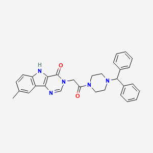 molecular formula C30H29N5O2 B2807054 3-{2-[4-(diphenylmethyl)piperazin-1-yl]-2-oxoethyl}-8-methyl-3,5-dihydro-4H-pyrimido[5,4-b]indol-4-one CAS No. 1105246-57-8