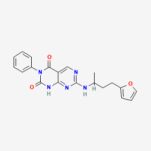 molecular formula C20H19N5O3 B2807056 7-{[3-(2-furyl)-1-methylpropyl]amino}-3-phenylpyrimido[4,5-d]pyrimidine-2,4(1H,3H)-dione CAS No. 1396844-30-6
