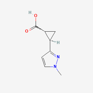 molecular formula C8H10N2O2 B2807062 trans-2-(1-Methyl-1h-pyrazol-3-yl)cyclopropanecarboxylic acid CAS No. 1899946-21-4