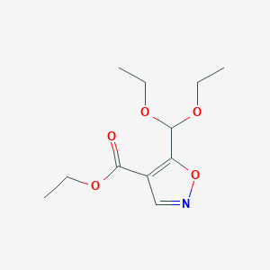 molecular formula C11H17NO5 B2807070 5-Diethoxymethyl-isoxazole-4-carboxylic acid ethyl ester CAS No. 41039-78-5