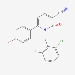 molecular formula C19H11Cl2FN2O B2807118 1-(2,6-Dichlorobenzyl)-6-(4-fluorophenyl)-2-oxo-1,2-dihydro-3-pyridinecarbonitrile CAS No. 252058-78-9