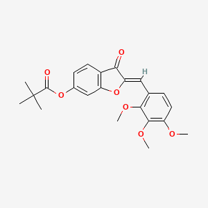 molecular formula C23H24O7 B2807128 (2Z)-3-oxo-2-(2,3,4-trimethoxybenzylidene)-2,3-dihydro-1-benzofuran-6-yl 2,2-dimethylpropanoate CAS No. 622360-46-7