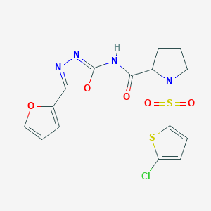 1-((5-chlorothiophen-2-yl)sulfonyl)-N-(5-(furan-2-yl)-1,3,4-oxadiazol-2-yl)pyrrolidine-2-carboxamide