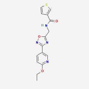 molecular formula C15H14N4O3S B2807148 N-((3-(6-ethoxypyridin-3-yl)-1,2,4-oxadiazol-5-yl)methyl)thiophene-3-carboxamide CAS No. 2034288-66-7
