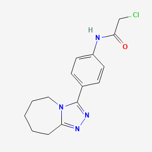 molecular formula C15H17ClN4O B2807151 2-chloro-N-(4-{5H,6H,7H,8H,9H-[1,2,4]triazolo[4,3-a]azepin-3-yl}phenyl)acetamide CAS No. 923696-30-4