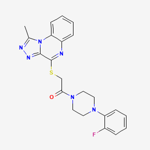molecular formula C22H21FN6OS B2807166 4-({2-[4-(2-Fluorophenyl)piperazin-1-yl]-2-oxoethyl}thio)-1-methyl[1,2,4]triazolo[4,3-a]quinoxaline CAS No. 1358741-84-0