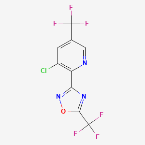 molecular formula C9H2ClF6N3O B2807175 3-Chloro-5-(trifluoromethyl)-2-[5-(trifluoromethyl)-1,2,4-oxadiazol-3-yl]pyridine CAS No. 303997-65-1