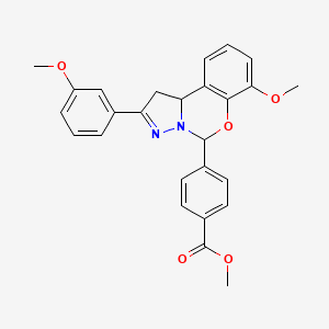 molecular formula C26H24N2O5 B2807181 Methyl 4-[7-methoxy-2-(3-methoxyphenyl)-1,10b-dihydropyrazolo[1,5-c][1,3]benzoxazin-5-yl]benzoate CAS No. 423131-18-4