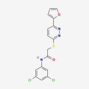 molecular formula C16H11Cl2N3O2S B2807184 N-(3,5-二氯苯基)-2-[6-(呋喃-2-基)嘧啶-3-基]硫代乙酰胺 CAS No. 923061-26-1