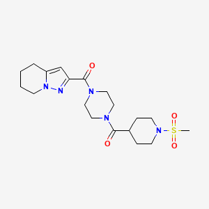 molecular formula C19H29N5O4S B2807189 (1-(Methylsulfonyl)piperidin-4-yl)(4-(4,5,6,7-tetrahydropyrazolo[1,5-a]pyridine-2-carbonyl)piperazin-1-yl)methanone CAS No. 2034263-53-9
