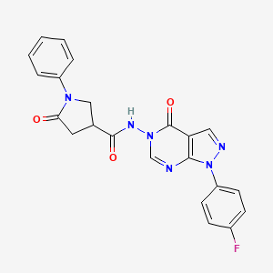 N-(1-(4-fluorophenyl)-4-oxo-1H-pyrazolo[3,4-d]pyrimidin-5(4H)-yl)-5-oxo-1-phenylpyrrolidine-3-carboxamide