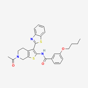 N-(6-acetyl-3-(benzo[d]thiazol-2-yl)-4,5,6,7-tetrahydrothieno[2,3-c]pyridin-2-yl)-3-butoxybenzamide