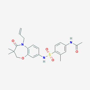 molecular formula C23H27N3O5S B2807197 N-(4-(N-(5-allyl-3,3-dimethyl-4-oxo-2,3,4,5-tetrahydrobenzo[b][1,4]oxazepin-8-yl)sulfamoyl)-3-methylphenyl)acetamide CAS No. 922049-32-9