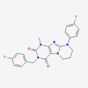 molecular formula C22H19F2N5O2 B2807200 9-(4-氟苯基)-3-[(4-氟苯基)甲基]-1-甲基-7,8-二氢-6H-嘌呤并[7,8-a]嘧啶-2,4-二酮 CAS No. 872628-29-0