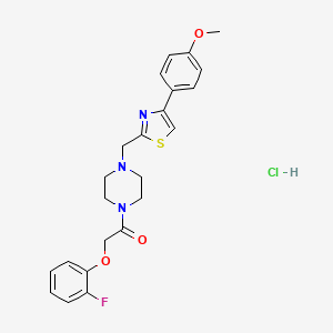 molecular formula C23H25ClFN3O3S B2807202 2-(2-Fluorophenoxy)-1-(4-((4-(4-methoxyphenyl)thiazol-2-yl)methyl)piperazin-1-yl)ethanone hydrochloride CAS No. 1216834-43-3