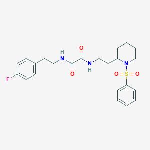molecular formula C23H28FN3O4S B2807206 N1-(4-fluorophenethyl)-N2-(2-(1-(phenylsulfonyl)piperidin-2-yl)ethyl)oxalamide CAS No. 898444-54-7