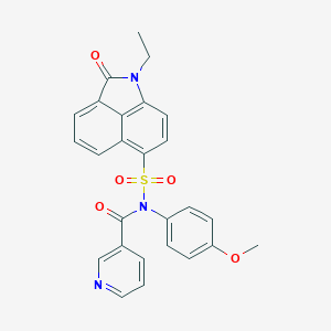 molecular formula C26H21N3O5S B280721 N-[(1-乙基-2-氧代-6-苯并[cd]吲哚基)磺酰基]-N-(4-甲氧基苯基)-3-吡啶甲酰胺 