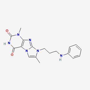 molecular formula C18H20N6O2 B2807216 1,7-dimethyl-8-(3-(phenylamino)propyl)-1H-imidazo[2,1-f]purine-2,4(3H,8H)-dione CAS No. 923152-35-6