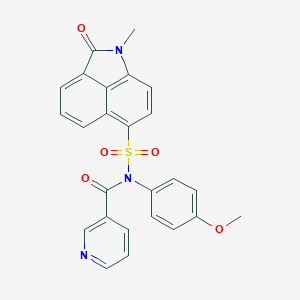 molecular formula C25H19N3O5S B280722 N-(4-methoxyphenyl)-1-methyl-2-oxo-N-(3-pyridinylcarbonyl)-1,2-dihydrobenzo[cd]indole-6-sulfonamide 