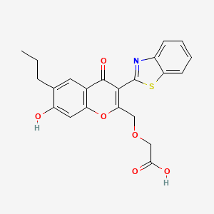 molecular formula C22H19NO6S B2807222 {[3-(1,3-苯并噻唑-2-基)-7-羟基-4-氧代-6-丙基-4H-香豆素-2-基]甲氧基}乙酸 CAS No. 864839-74-7