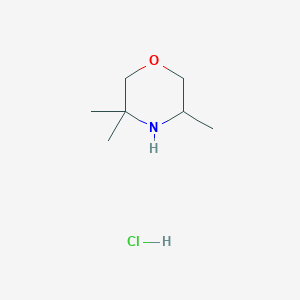 molecular formula C7H16ClNO B2807226 3,3,5-Trimethylmorpholine hydrochloride CAS No. 2219376-79-9