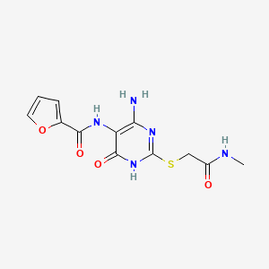 molecular formula C12H13N5O4S B2807227 N-(4-氨基-2-((2-(甲基氨基)-2-氧代乙基)硫基)-6-氧代-1,6-二氢嘧啶-5-基)呋喃-2-甲酰胺 CAS No. 888423-09-4