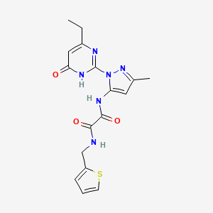 molecular formula C17H18N6O3S B2807228 N1-(1-(4-乙基-6-氧代-1,6-二氢嘧啶-2-基)-3-甲基-1H-吡唑-5-基)-N2-(噻吩-2-基甲基)草酰胺 CAS No. 1013889-75-2