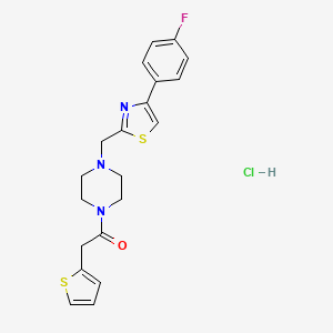 molecular formula C20H21ClFN3OS2 B2807229 1-(4-((4-(4-Fluorophenyl)thiazol-2-yl)methyl)piperazin-1-yl)-2-(thiophen-2-yl)ethanone hydrochloride CAS No. 1216843-27-4