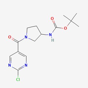 molecular formula C14H19ClN4O3 B2807234 Tert-butyl N-[1-(2-chloropyrimidine-5-carbonyl)pyrrolidin-3-yl]carbamate CAS No. 2402830-72-0
