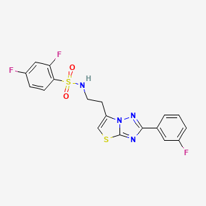 molecular formula C18H13F3N4O2S2 B2807239 2,4-difluoro-N-(2-(2-(3-fluorophenyl)thiazolo[3,2-b][1,2,4]triazol-6-yl)ethyl)benzenesulfonamide CAS No. 946274-69-7