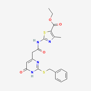 Ethyl 2-(2-(2-(benzylthio)-6-oxo-1,6-dihydropyrimidin-4-yl)acetamido)-4-methylthiazole-5-carboxylate