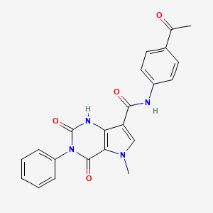 molecular formula C22H18N4O4 B2807255 N-(4-acetylphenyl)-5-methyl-2,4-dioxo-3-phenyl-2,3,4,5-tetrahydro-1H-pyrrolo[3,2-d]pyrimidine-7-carboxamide CAS No. 921829-83-6