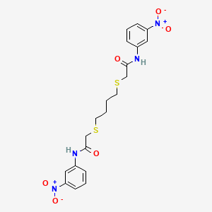 2-((4-((2-(3-Nitroanilino)-2-oxoethyl)sulfanyl)butyl)sulfanyl)-N-(3-nitrophenyl)acetamide