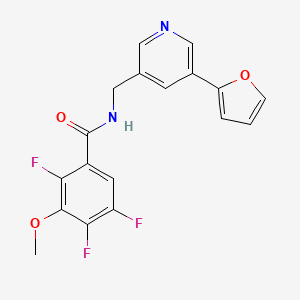 molecular formula C18H13F3N2O3 B2807270 2,4,5-trifluoro-N-((5-(furan-2-yl)pyridin-3-yl)methyl)-3-methoxybenzamide CAS No. 2034341-75-6