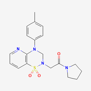 molecular formula C19H22N4O3S B2807272 2-(1,1-dioxido-4-(p-tolyl)-3,4-dihydro-2H-pyrido[2,3-e][1,2,4]thiadiazin-2-yl)-1-(pyrrolidin-1-yl)ethanone CAS No. 1251707-78-4