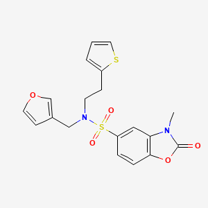 N-(furan-3-ylmethyl)-3-methyl-2-oxo-N-(2-(thiophen-2-yl)ethyl)-2,3-dihydrobenzo[d]oxazole-5-sulfonamide