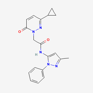 molecular formula C19H19N5O2 B2807278 2-(3-cyclopropyl-6-oxopyridazin-1(6H)-yl)-N-(3-methyl-1-phenyl-1H-pyrazol-5-yl)acetamide CAS No. 2034387-85-2