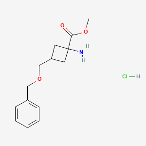 molecular formula C14H20ClNO3 B2807282 Methyl 1-amino-3-[(benzyloxy)methyl]cyclobutane-1-carboxylate hydrochloride CAS No. 2171979-10-3