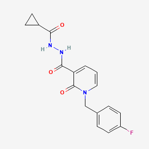 molecular formula C17H16FN3O3 B2807290 N'-(cyclopropanecarbonyl)-1-(4-fluorobenzyl)-2-oxo-1,2-dihydropyridine-3-carbohydrazide CAS No. 1105210-53-4