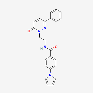 molecular formula C23H20N4O2 B2807297 N-(2-(6-oxo-3-phenylpyridazin-1(6H)-yl)ethyl)-4-(1H-pyrrol-1-yl)benzamide CAS No. 1219842-68-8