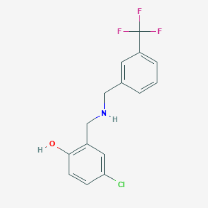 molecular formula C15H13ClF3NO B2807310 4-Chloro-2-({[3-(trifluoromethyl)benzyl]amino}methyl)phenol CAS No. 1036472-52-2