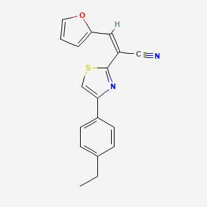 molecular formula C18H14N2OS B2807312 (Z)-2-(4-(4-ethylphenyl)thiazol-2-yl)-3-(furan-2-yl)acrylonitrile CAS No. 476674-86-9