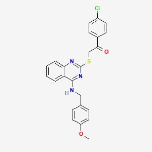 molecular formula C24H20ClN3O2S B2807317 1-(4-氯苯基)-2-((4-((4-甲氧基苄基)氨基)喹唑啉-2-基)硫)乙酮 CAS No. 688355-53-5